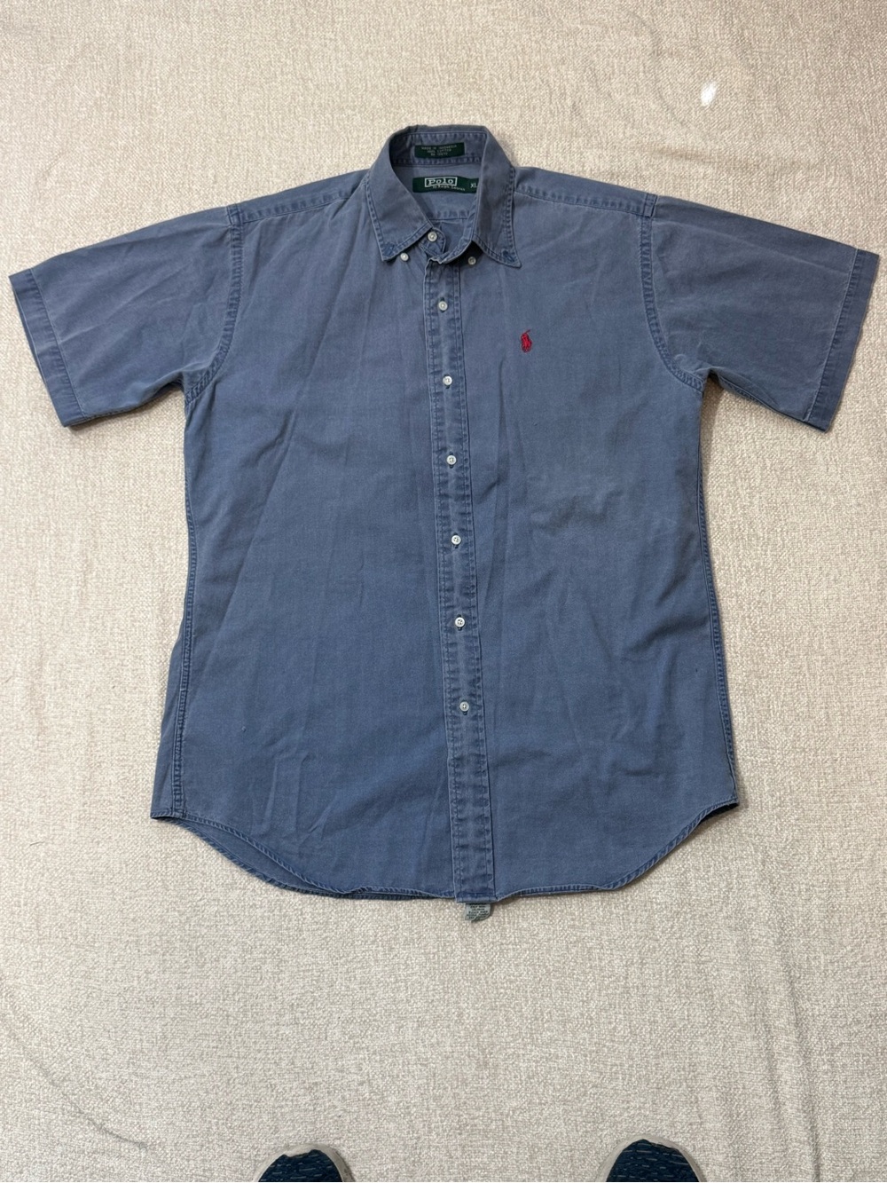 Vintage Polo Ralph Lauren XL Blue Shirt Red Pony 90s Preppy Old Money